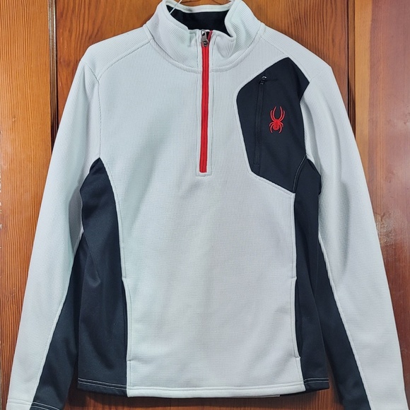 SPYDER MENS PULLOVER JACKET SIZE S WHITE, BLACK, AND RED RN 130323 - Picture 1 of 11